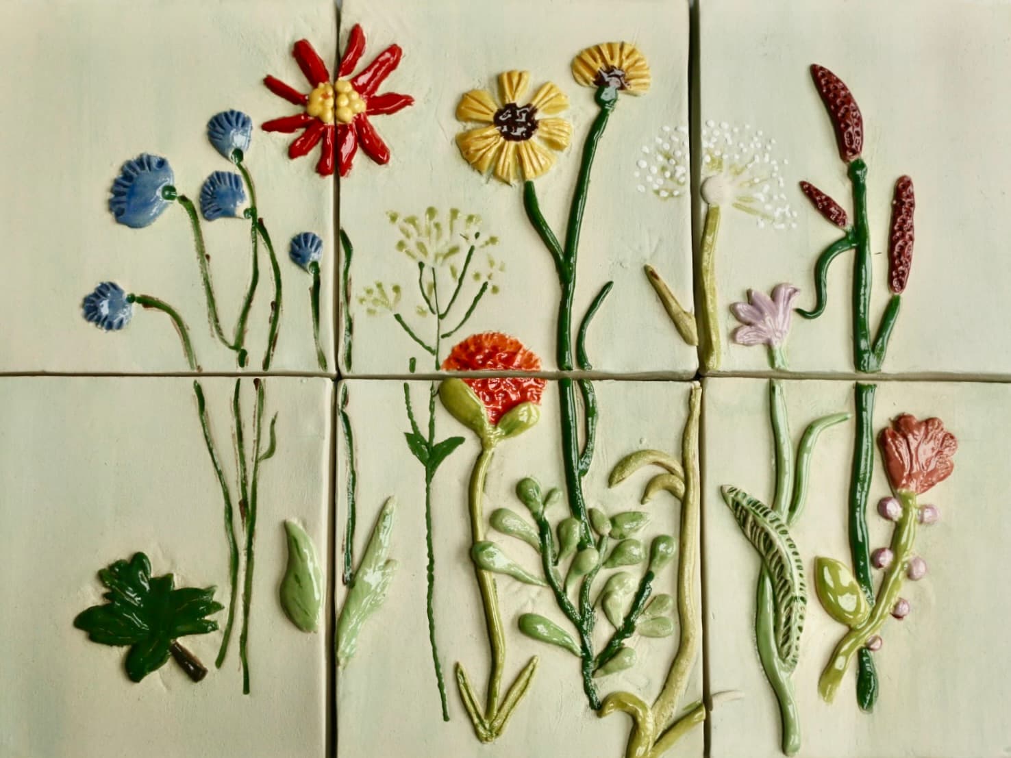 tegeltableau met bloemen